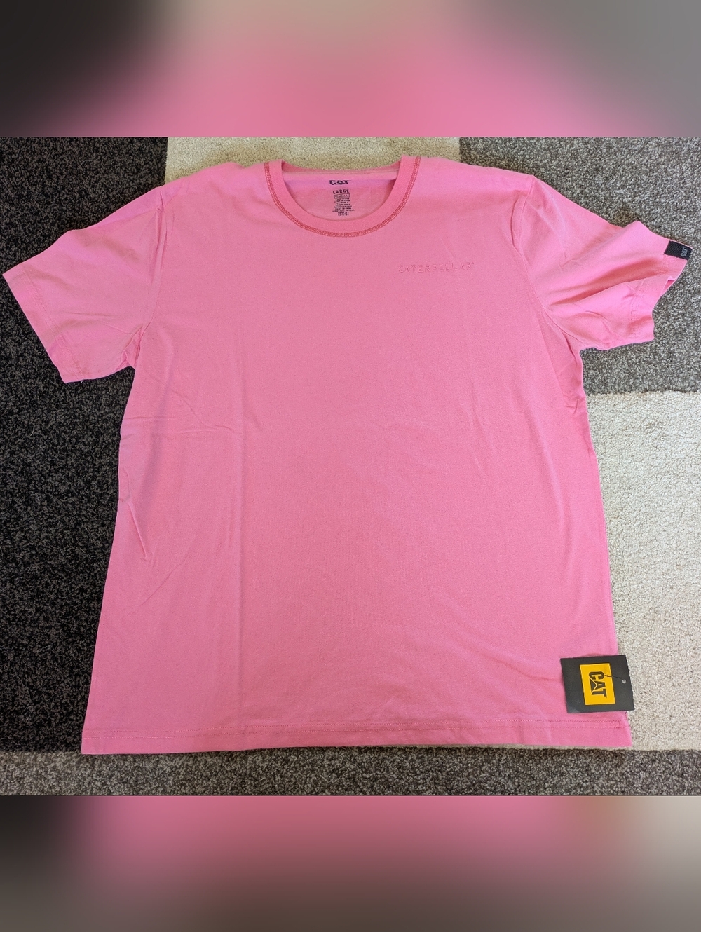 CAT Flamingo Pink Logo Crew Neck T-Shirt